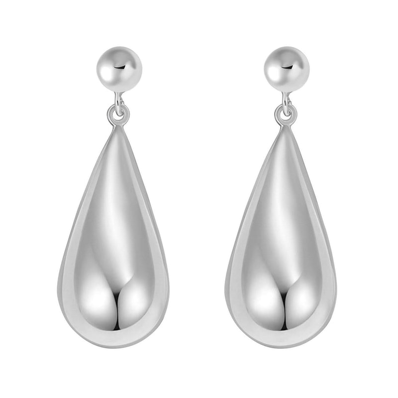 Sterling Silver Rhodium Plated Puffed Teardrop Dangle Earrings 925 rhodium plated sterling silver puffed teardrop dangle earrings, no stones
