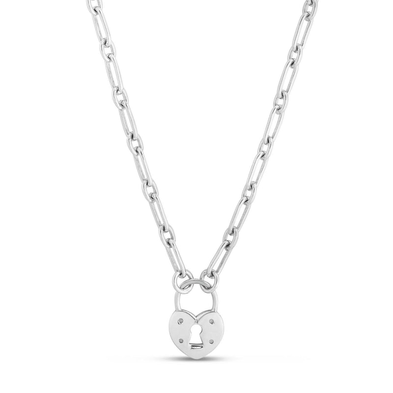 Sterling Silver Rhodium Plated Pad Lock Necklace Sterling silver rhodium plated padlock pendant necklace