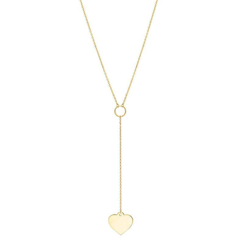 Lariat Heart Necklace in 10K Yellow Gold 10K yellow gold lariat necklace with heart charm drop pendant