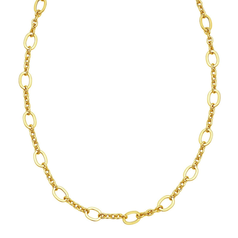14K Yellow Gold Five and One Oval Link Chain Necklace 14K yellow gold necklace with oval five-and-one link pattern