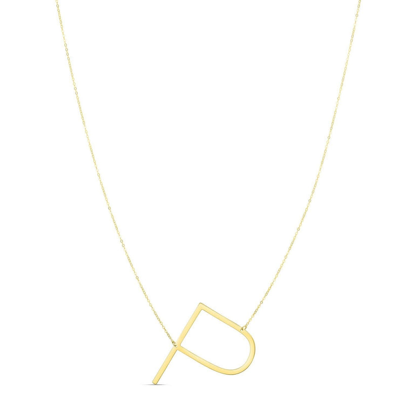 14K Yellow Gold Yours Truly Large Initial P Necklace 14K yellow gold initial P script pendant necklace with polished edges