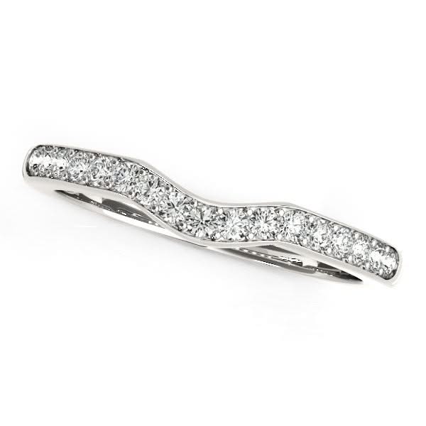 14k White Gold Curved Style Wedding Ring (1/4 cttw) 14K white gold curved wedding ring with channel-set round diamonds