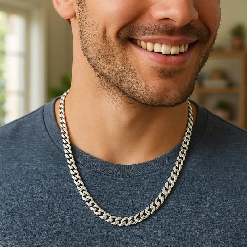 Sterling Silver Rhodium Plated Miami Cuban Chain (7.00 mm) Product Image