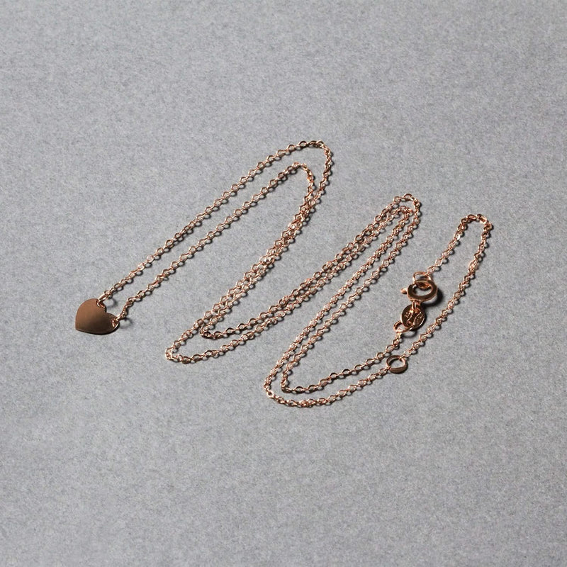 14k Rose Gold Polished Mini Heart Necklace Product Image