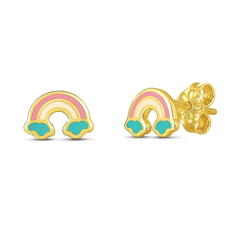 14k Yellow Gold Rainbow Studs 14K yellow gold ring with smooth solid band and low profile