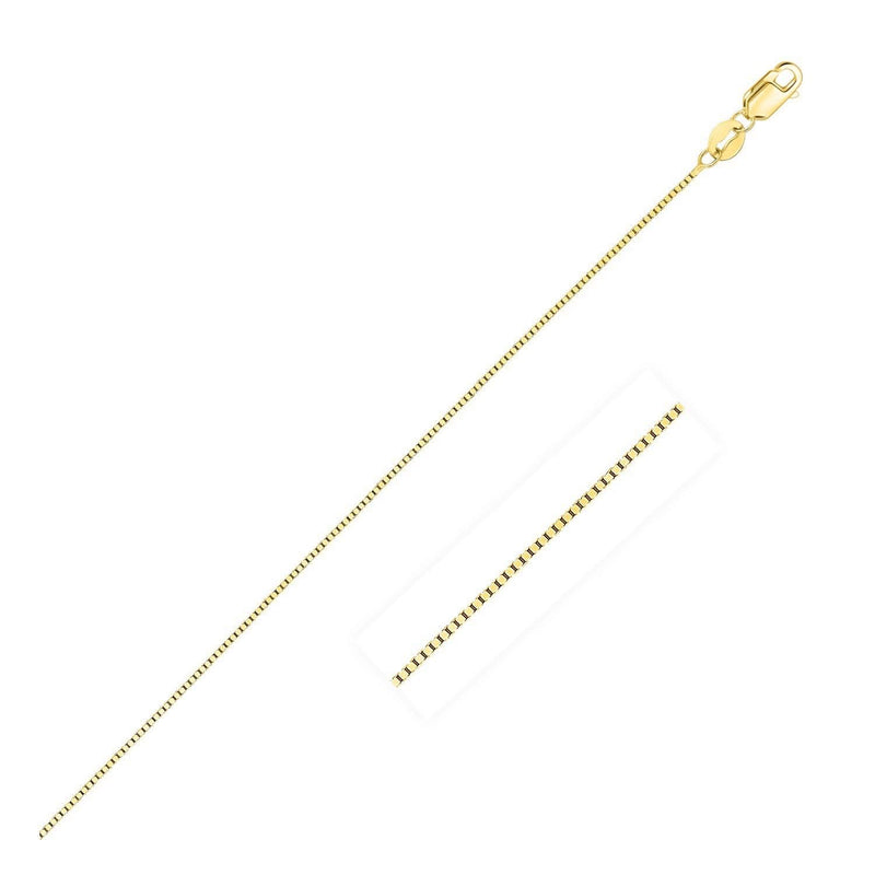 10k Yellow Gold Classic Box Chain (0.45 mm) 10K yellow gold box chain with fine square links at 0.45 mm width