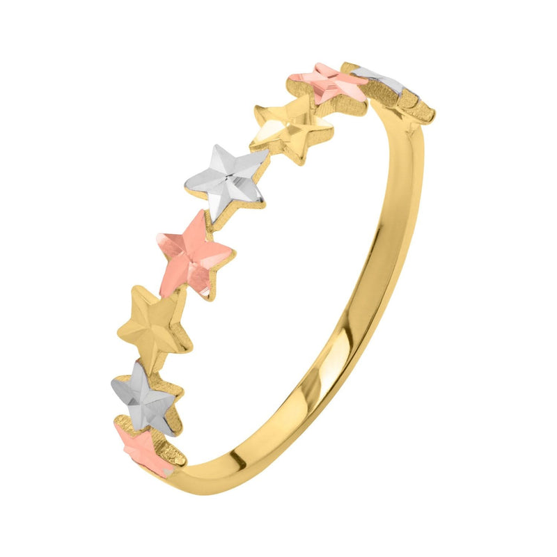 Tri color Star Ring in 10K Gold 10K tri-color gold star ring with open cut-out star design