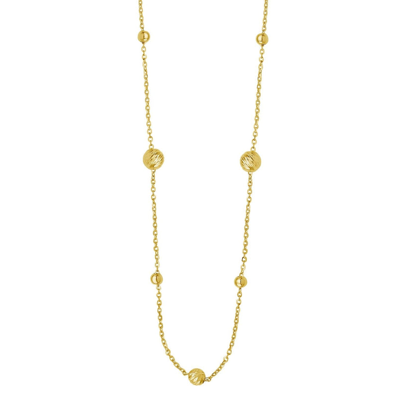 Alternating Bead Chain Necklace in 14K Yellow Gold 14K yellow gold alternating bead chain necklace with no gemstones