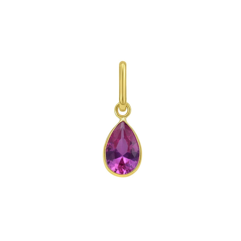14K Yellow Gold Pear Pink Sapphire Charm Pendant 14K yellow gold pendant with pear pink sapphire stone
