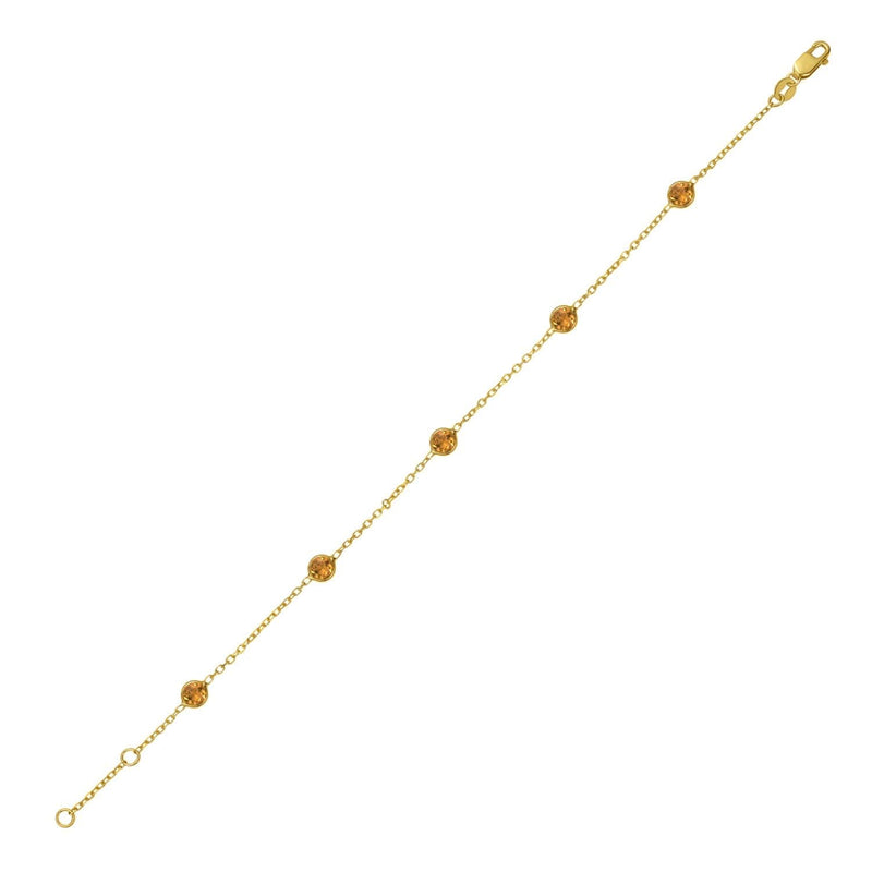 14K Yellow Gold Citrine Station Bracelet 14K yellow gold station bracelet with faceted citrine stones