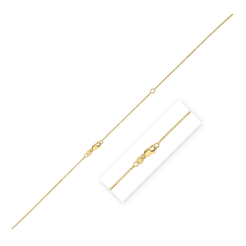 Double Extendable Bead Chain in 14k Yellow Gold (1.00 mm) 14K yellow gold double extendable bead chain, 1.00 mm fine gauge