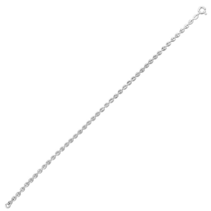 Sterling Silver Rhodium Plated Puffed Mariner Anklet 925 sterling silver rhodium plated puffed mariner link anklet