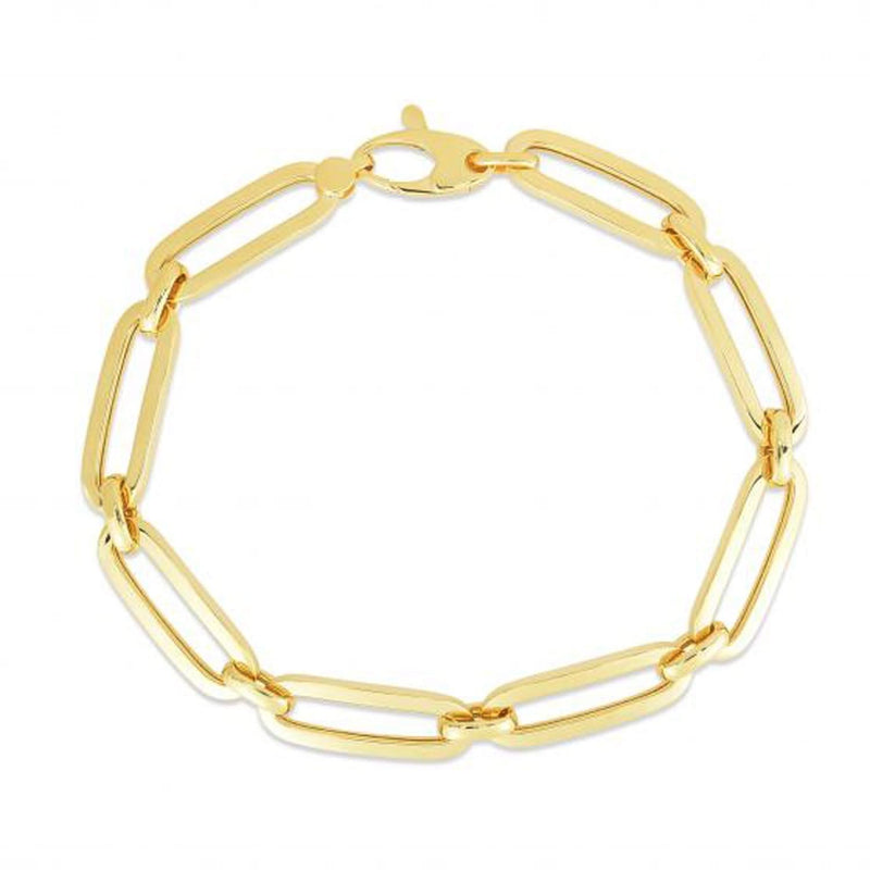 14k Yellow Gold 7 1/2 inch Bombay Paperclip Chain Bracelet (7.00 mm) 14K yellow gold paperclip chain bracelet with 7 mm wide links