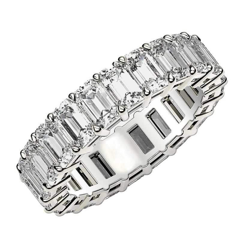 Emerald Cut Lab Grown Diamond Eternity Ring in 14k White Gold (4 cttw FG/VS2) 14K white gold ring with emerald cut diamond stones in eternity setting