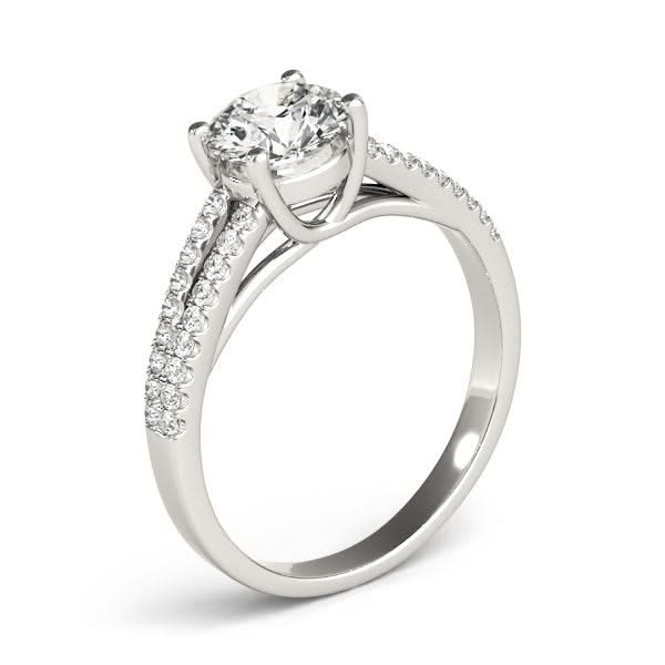 14k White Gold Split Shank Round Diamond Engagement Ring (1 1/8 cttw) Product Image