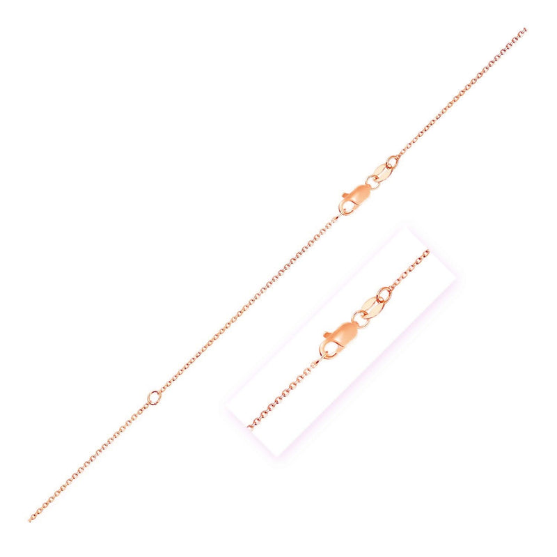 14k Rose Gold Adjustable Cable Chain (1.10 mm) 14K rose gold cable chain with adjustable slider, 1.10 mm width