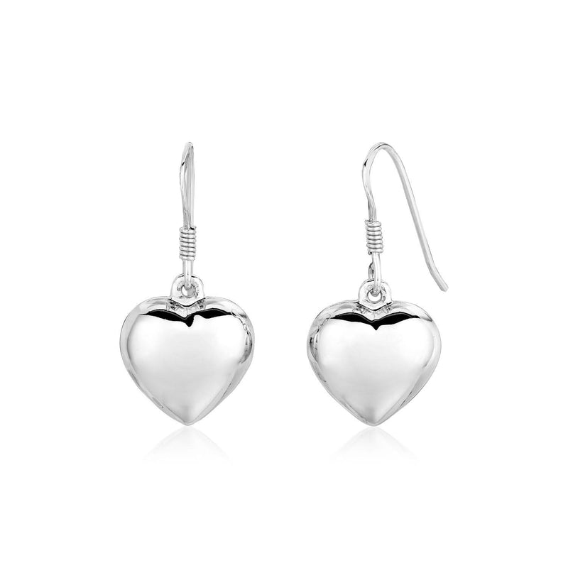 Sterling Silver Polished Heart Dangle Earrings 925 sterling silver heart dangle earrings with polished finish and no stones