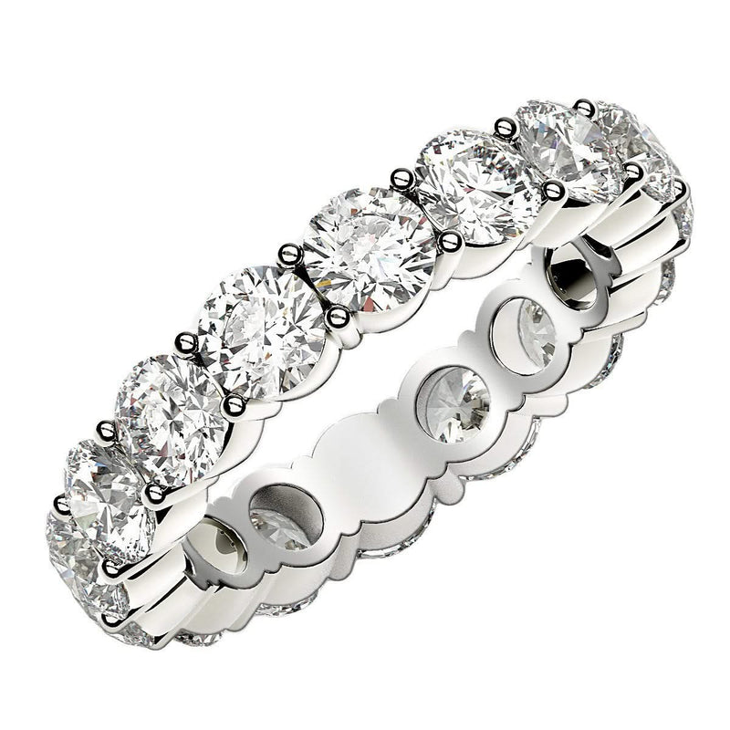 Round Cut Lab Grown Diamond Eternity Ring in 14k White Gold (4 cttw FG/VS2) 14K white gold eternity ring with round diamond stones set around the band