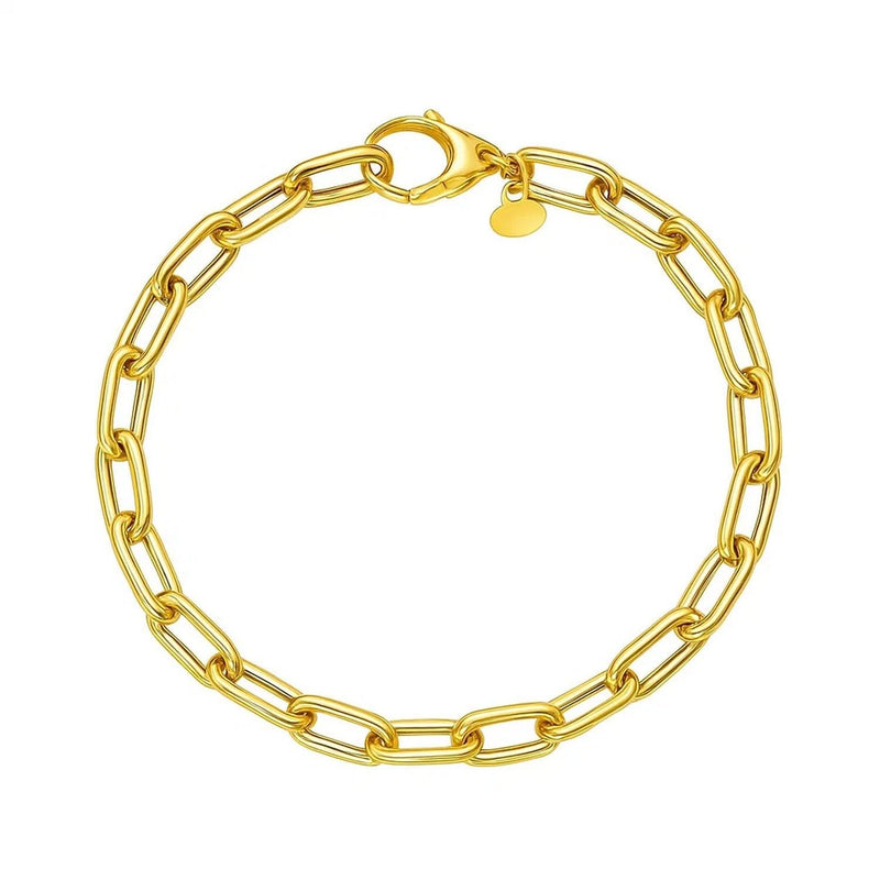14K Yellow Gold Charm Lock Paperclip Chain Bracelet 14K yellow gold paperclip chain bracelet with charm lock clasp
