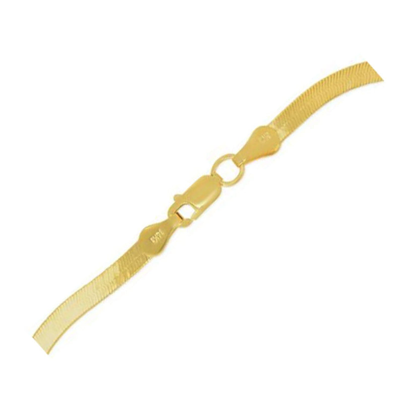 1.5mm 14k Yellow Gold Super Flex Herringbone Anklet 14K yellow gold herringbone anklet with flat flexible chain links