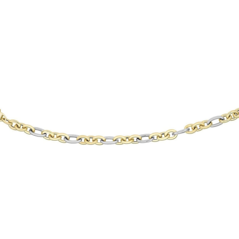 14k Two-Tone Gold Long and Short Style Oval Link Bracelet (7.50 mm) 14K two-tone gold oval link bracelet with long and short style links
