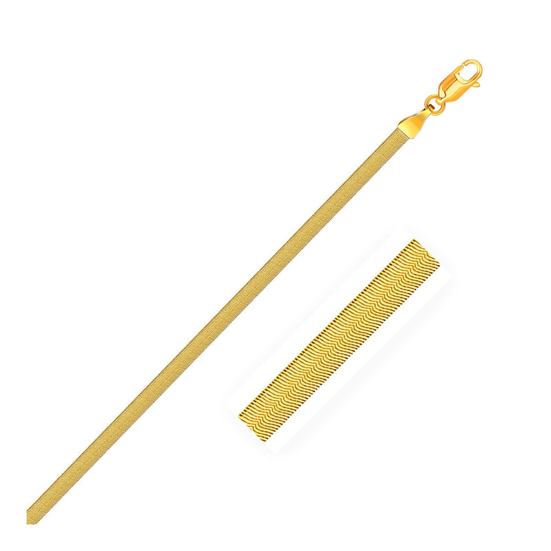1.5mm 14k Yellow Gold Super Flex Herringbone Anklet 14K yellow gold herringbone anklet with flat flexible chain and lobster clasp