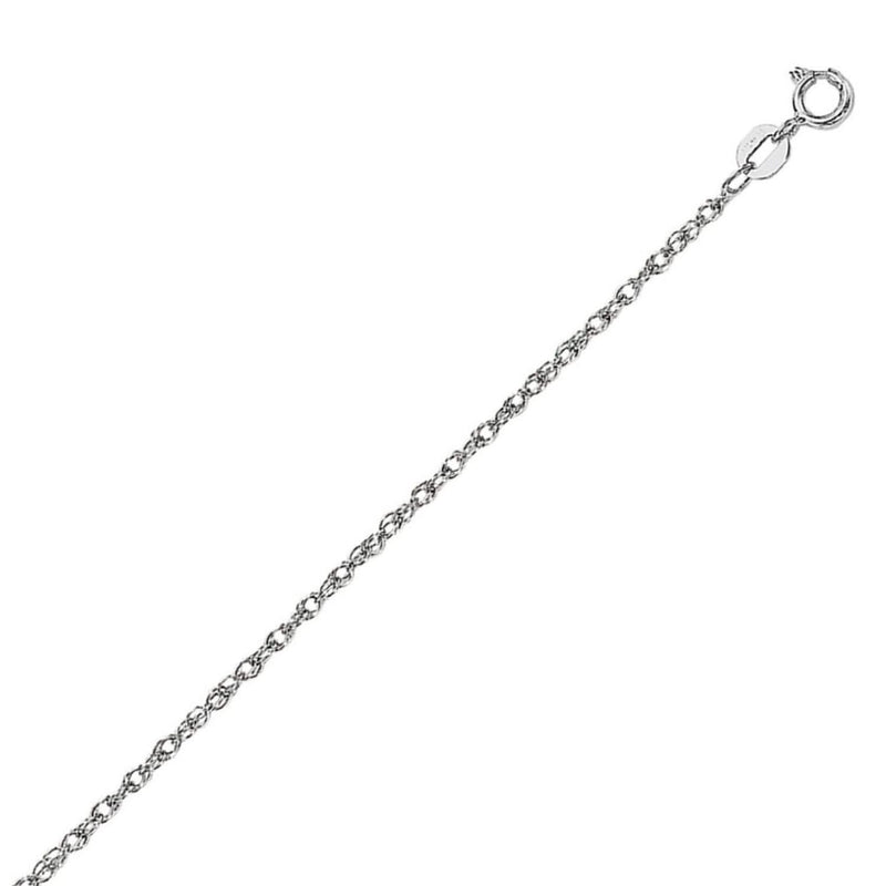 14k White Gold Machine Rope Chain (0.95 mm) 14K white gold rope chain in a fine 0.95 mm twisted-link pattern