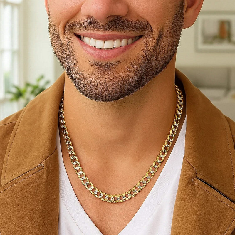 14k Two Tone Gold Pave Curb Chain (5.70 mm) Product Image