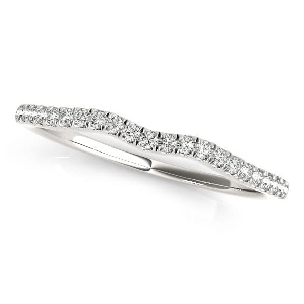 14k White Gold Wave Theme Diamond Wedding Band (1/8 cttw) 14K white gold wave wedding band with round diamond stones