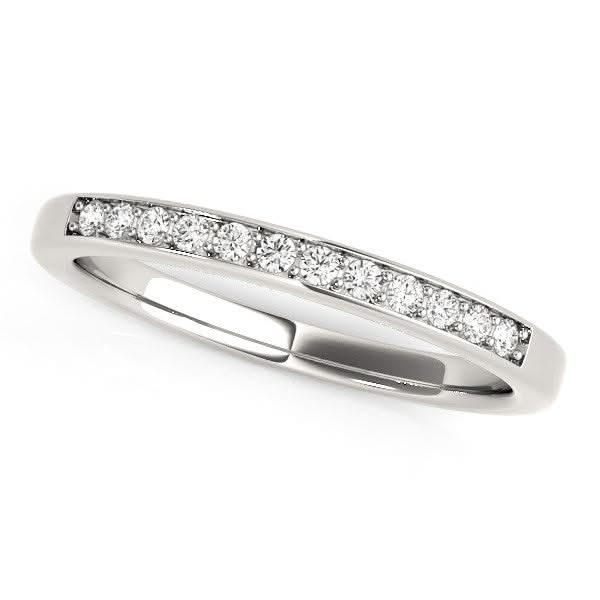 14k White Gold Diamond Wedding Band (1/8 cttw) 14K white gold ring with round diamond stones set in a line