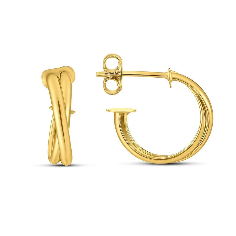 14k Yellow Gold Crossover Hoops 14K yellow gold crossover ring with layered overlapping bands