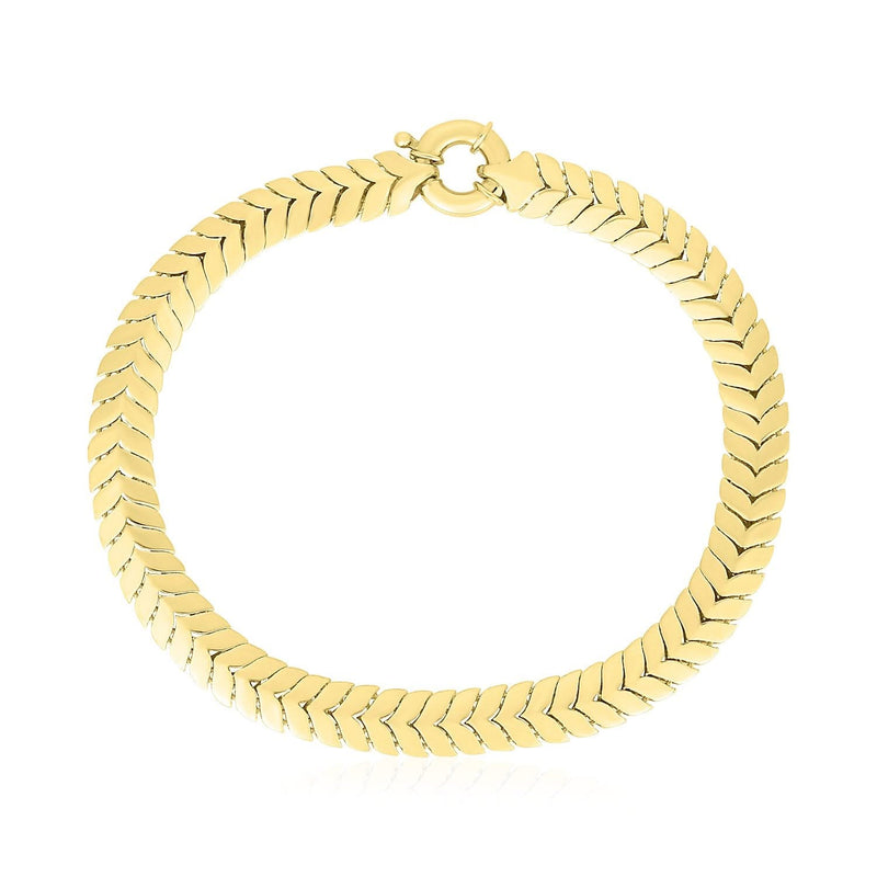 14k Yellow Gold High Polish Chevron Link Bracelet (6.00 mm) 14K yellow gold chevron link bracelet with high polish finish, 6.00 mm wide