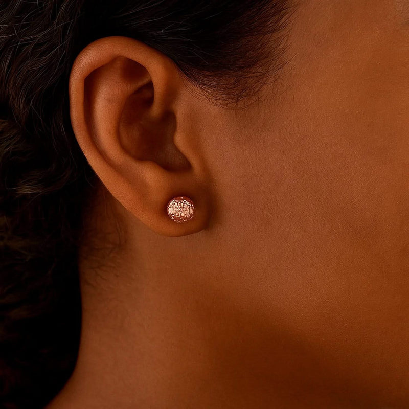 14k Rose Gold Ball Earrings with Crystal Cut Texture(5mm) Product Image