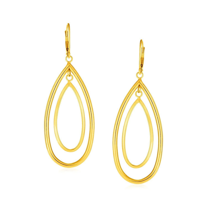 14k Yellow Gold Earrings with Teardrop Dangles 14K yellow gold earrings with teardrop dangles