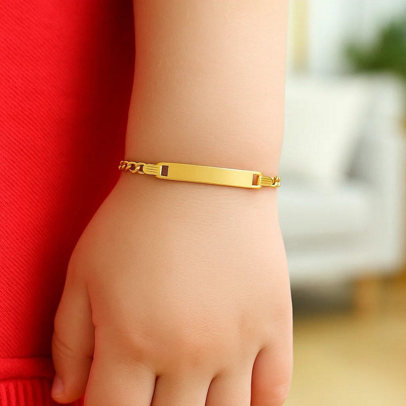 14k Yellow Gold Figaro Link Childrens ID Bracelet (3.30 mm) 14K yellow gold Figaro link children's ID bracelet with spring ring clasp