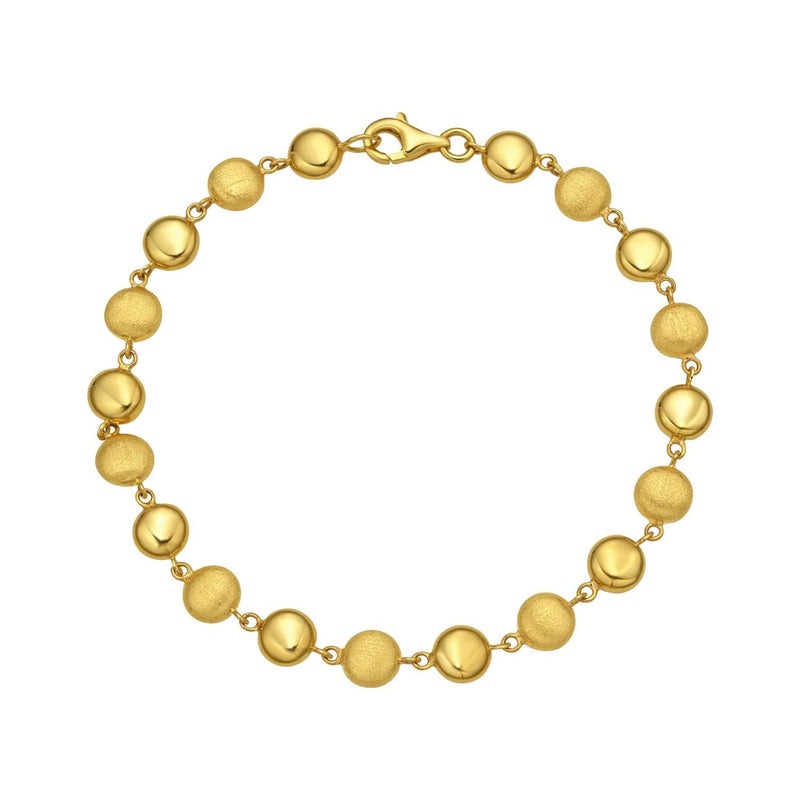 14K Yellow Gold Polished and Satin Pebble Bracelet (6.00 mm) 14K yellow gold pebble bracelet with polished and satin finish, 6.00 mm