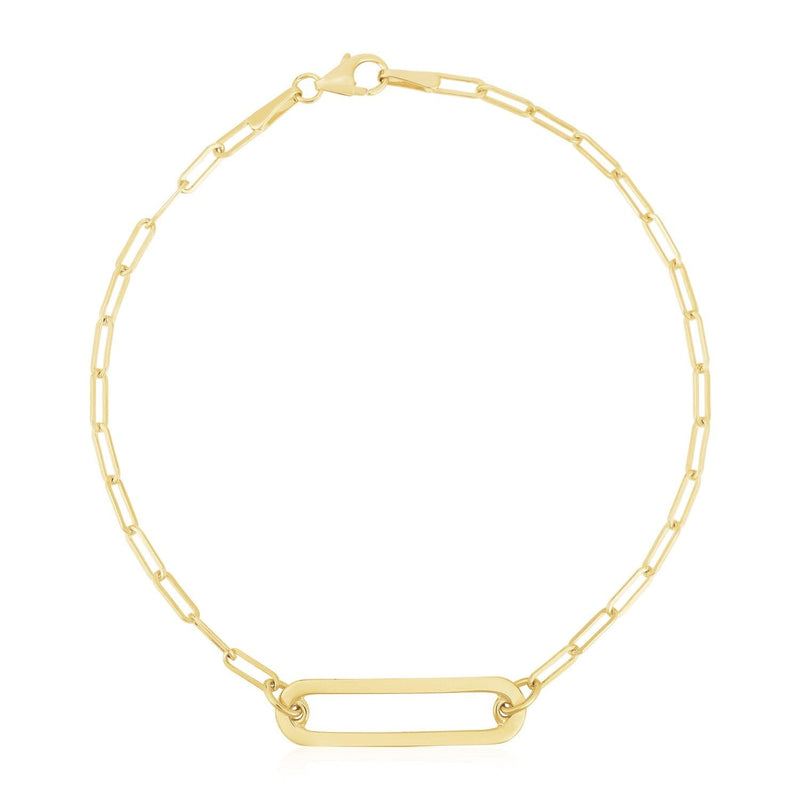 14k Yellow Gold High Polish Open Straight Paperclip Bracelet (2.10 mm) 14K yellow gold paperclip chain bracelet with high-polish open links