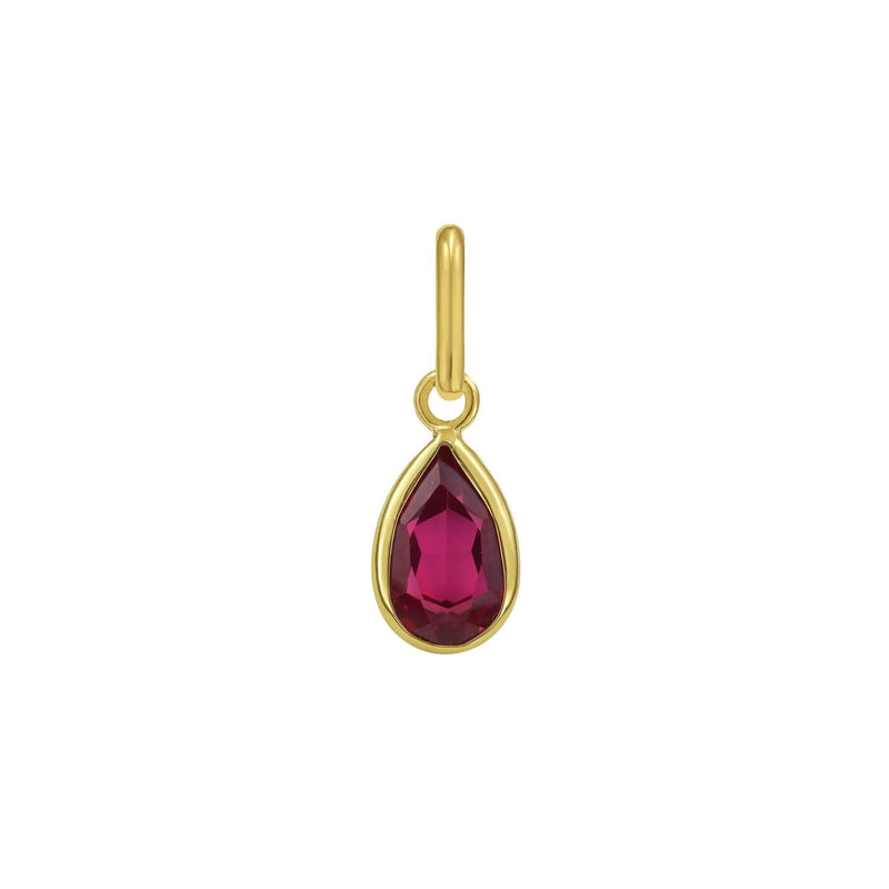 14K Yellow Gold Pear Ruby Charm Pendant 14K yellow gold pendant with one pear ruby stone