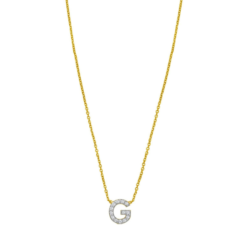 14K Yellow Gold Mini Diamond G Initial Pendant Necklace 14K yellow gold initial G necklace with mini diamond accent