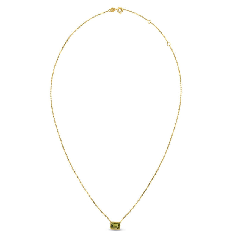 14K Yellow Gold Emerald Cut Peridot Necklace 14K yellow gold necklace with emerald cut peridot center stone