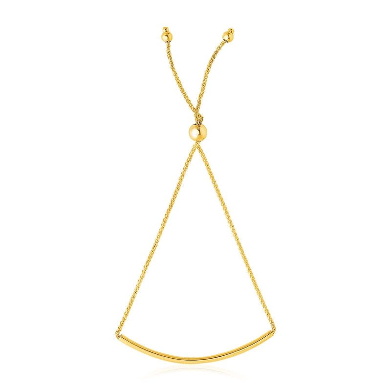 14k Yellow Gold Smooth Curved Bar Lariat Design Bracelet (0.80 mm) 14K yellow gold curved bar lariat bracelet with smooth 0.80 mm profile
