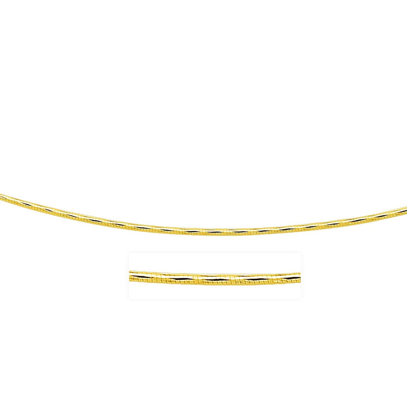 14k Yellow Gold Round Omega Necklace with Diamond Cuts (1.5 mm) Product Image