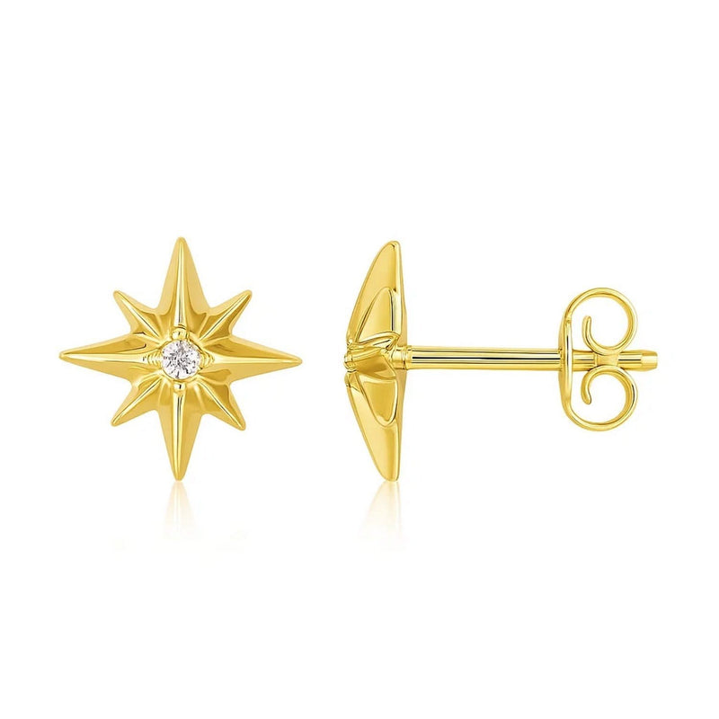 14K yellow gold North Star ring with high-polish diamond accents
