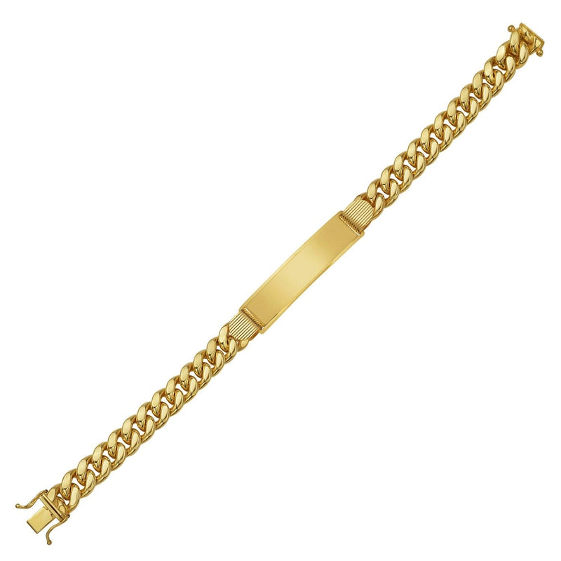 14K Yellow Gold Lite Cuban ID Bracelet (9.10 mm) 14K yellow gold Cuban link ID bracelet with box clasp, 9.10 mm width