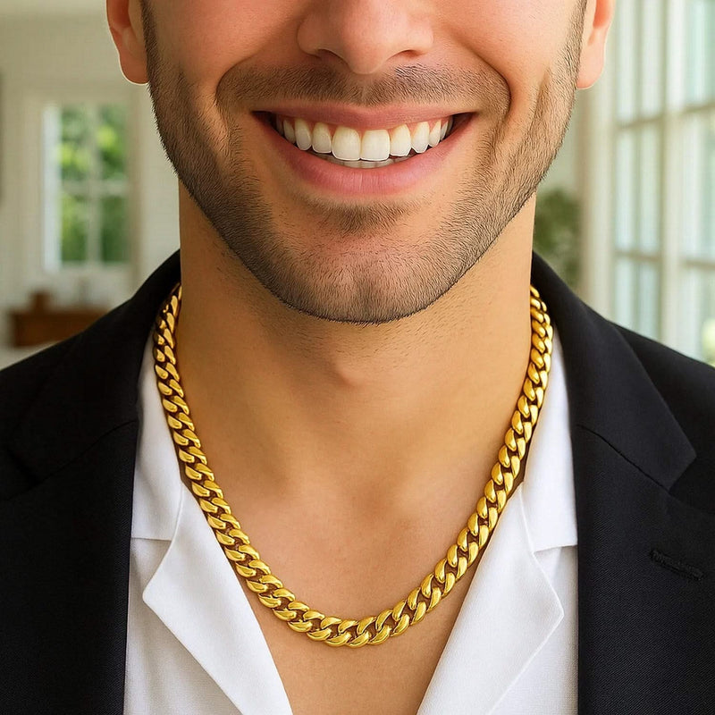 14k Yellow Gold Classic Miami Cuban Solid Chain (8.20 mm) Product Image
