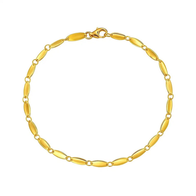 14K Yellow Gold Flat Pebble Link Bracelet (2.50 mm) 14K yellow gold flat pebble link bracelet, 2.50 mm width with lobster clasp