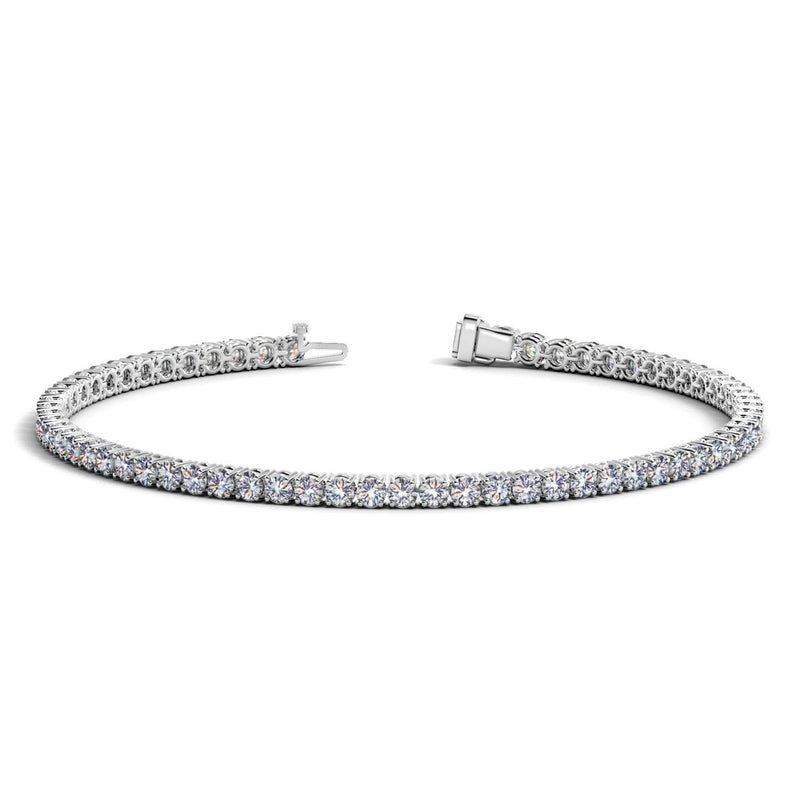 Lab Grown Round Diamond Tennis Bracelet in 14k White Gold (3 cctw F/G VS2/SI1) 14K white gold tennis bracelet with round lab grown diamond stones