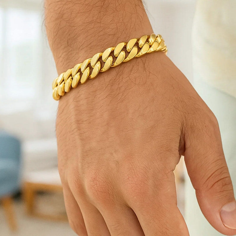 14k Yellow Gold Semi Solid Miami Cuban Bracelet (11.10 mm) Product Image