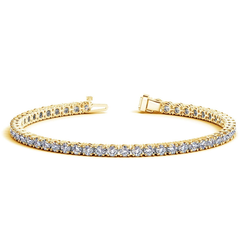 Lab Grown Round Diamond Tennis Bracelet in 14k Yellow Gold (6 cctw F/G VS2/SI1) 14K yellow gold tennis bracelet with round diamond stones in prong links