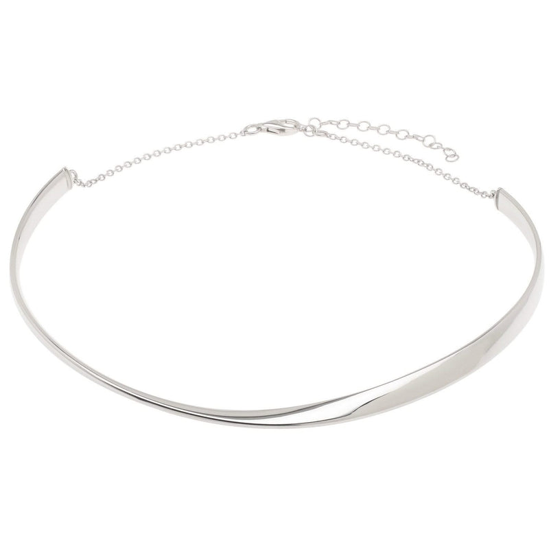 Sterling Silver Rhodium Plated Sculpted Collar Necklace Sterling silver rhodium plated sculpted collar necklace with bright white finish